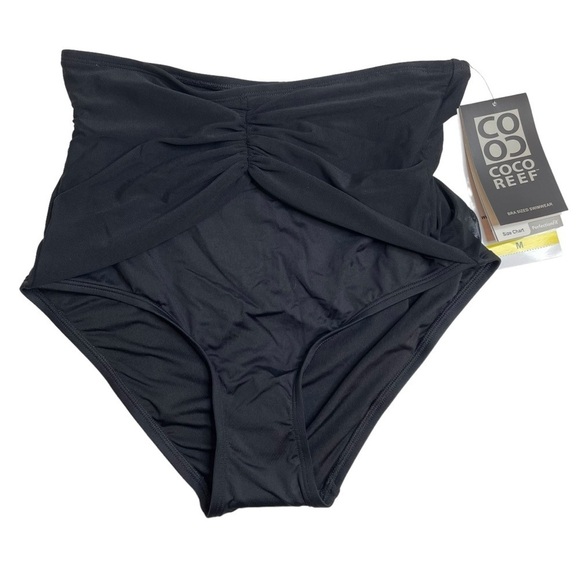Coco Reef Diva Mesh High Waist Bikini Bottoms Black Medium New - Picture 1 of 6